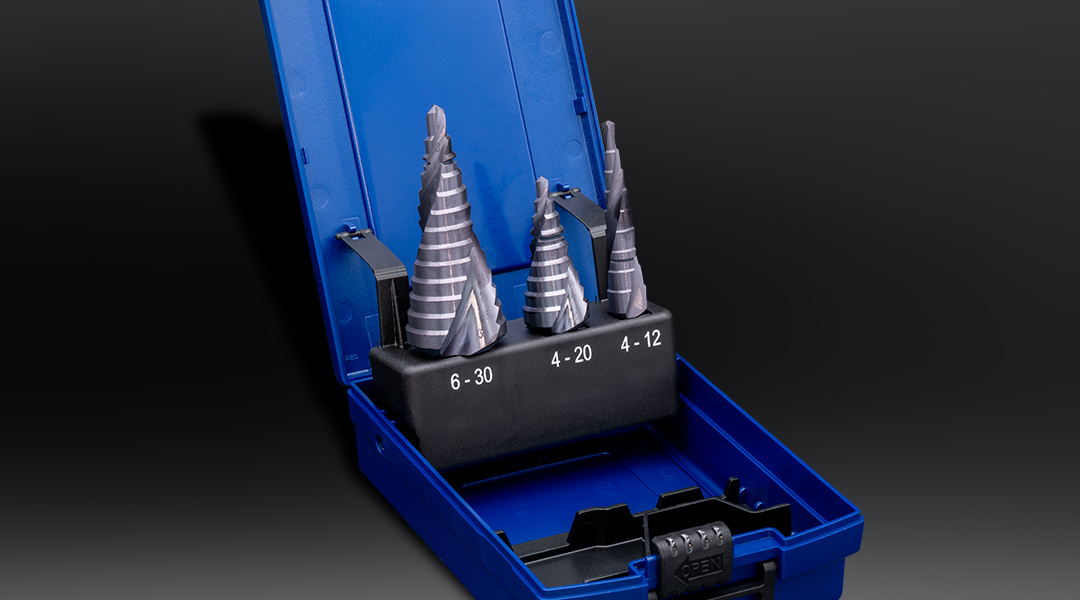 Step drill sets - the right ones for every application, practically stowed in the plastic box