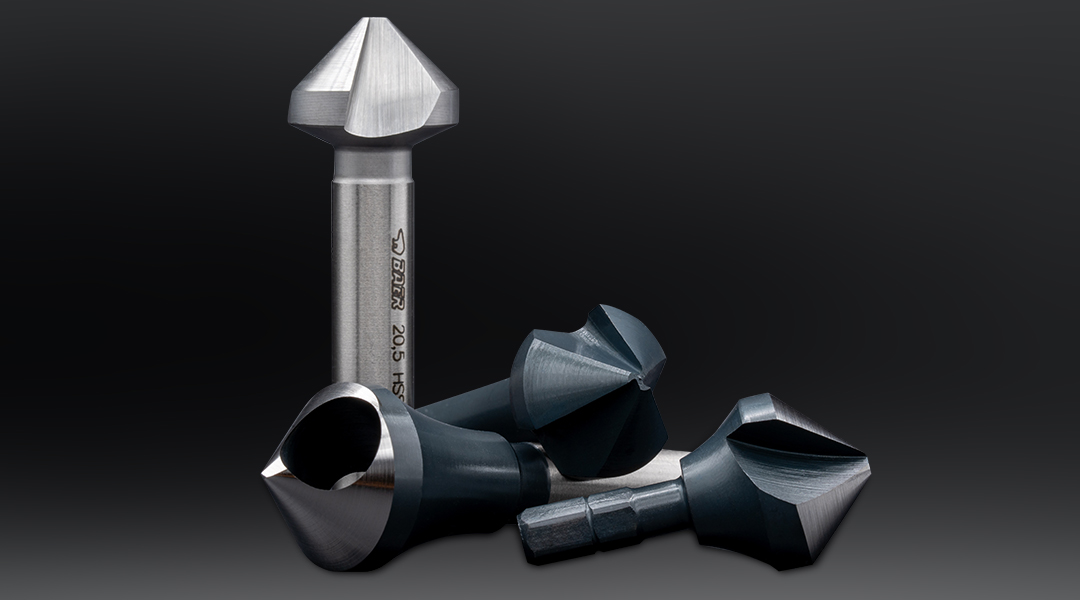 Stainless steel countersink, hand deburrer, cross hole countersink and bit countersink in various designs