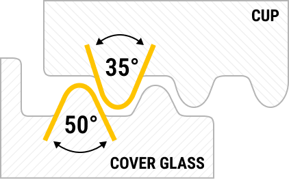 Technical drawing of the thread cross-section of a glass thread