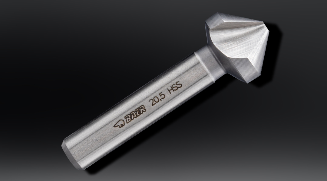 BAER-HSSG taper countersink made of high-speed steel: ✓ countersink without burrs and chatter ✓ deburr ✓ countersink ✓ for light metals up to 800 N/mm²