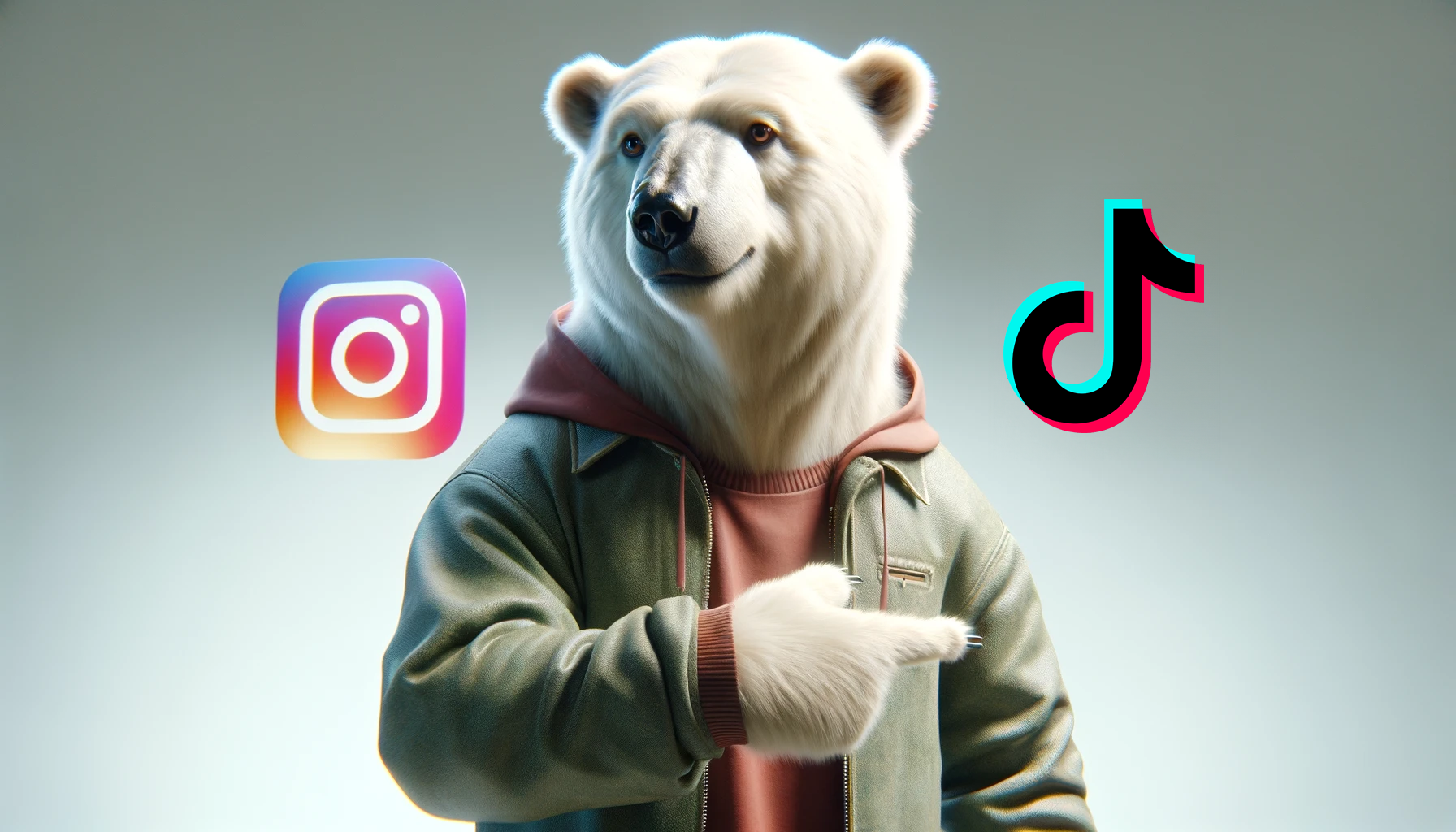 Bär fordert zum folgen auf Instagram und TikTok auf